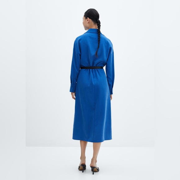 Mango Blue belt shirt dress NWT - Picture 4 of 5